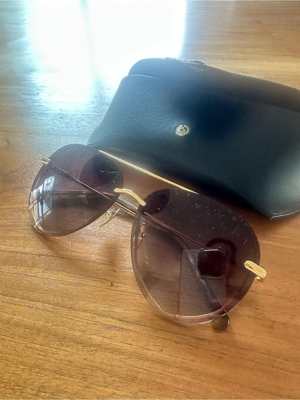 Diff Eyewear Women's Sunglasses Gold Frame with Brown Gradient Lenses